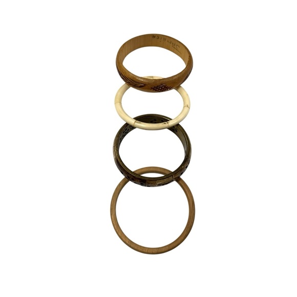 4 vintage bangle bracelets neutral earth tones, perfect for stacking - Picture 1 of 5